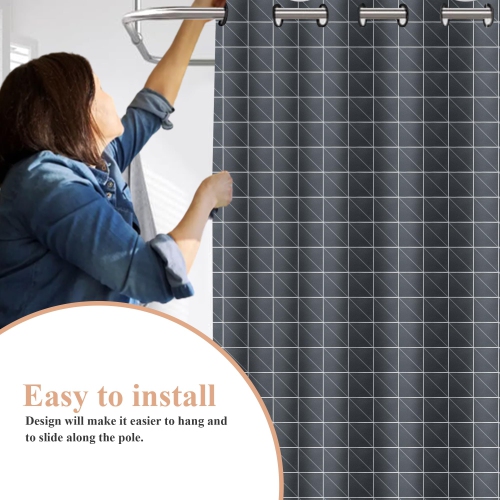 Canadian Linen Hookless Shower Curtains, 72"x72", Mildew Water Resistant Washable Polyester Bathtub Shower Curtains for Bathroom, Black Box