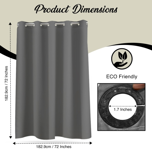 Canadian Linen Hookless Shower Curtains, 72"x72", Mildew Water Resistant Washable Polyester Bathtub C-Clip Magnet Bottom Shower Home Bathroom Curtains