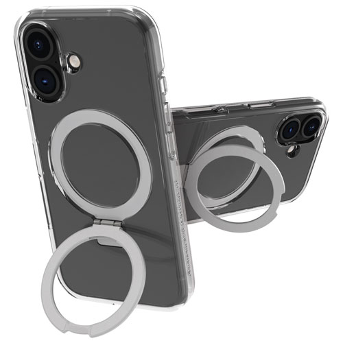 Étui rigide ajusté Iceland Ultra D3O Kickstand de Dbramante1928 avec MagSafe pour iPhone 16 Plus - Transparent