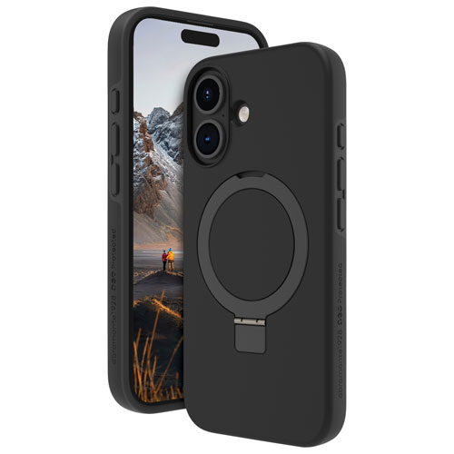 Dbramante1928 Iceland Ultra D3O Kickstand Fitted Hard Shell Case with MagSafe for iPhone 16 Plus - Black