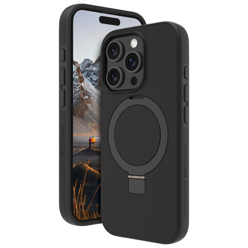 Dbramante1928 Iceland Ultra D3O Kickstand Fitted Hard Shell Case with MagSafe for iPhone 16 Pro - Black