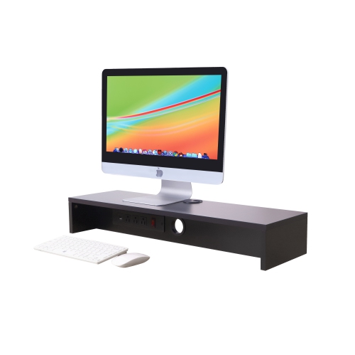Rocelco DMSV Dual Monitor Stand/Riser w/3 AC, 1 USB & 1 USB-C