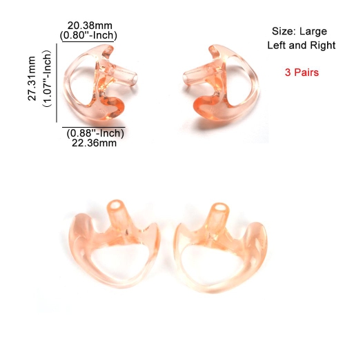 HYS Replacement Larger Earmold Earbud Earpiece for Two-Way Radio Air Acoustic Coil Tube Audio Kits