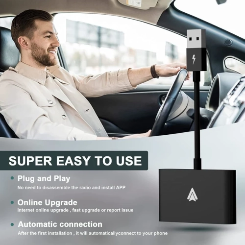Android Auto Wireless Adapter, A2A Dongle for Cars & Stereo Systems with Wired Android Auto, Plug & Play, Easy Wireless Setup for Android Phones