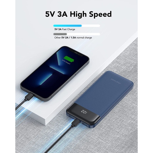 Portable Charger, USB C Power Bank, 3A Fast Charging 10000mAh LED Display Battery Pack, Portable Phone Battery Charger for iPhone 13/12/11/8 Samsung