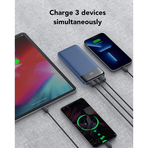 Portable Charger, USB C Power Bank, 3A Fast Charging 10000mAh LED Display Battery Pack, Portable Phone Battery Charger for iPhone 13/12/11/8 Samsung