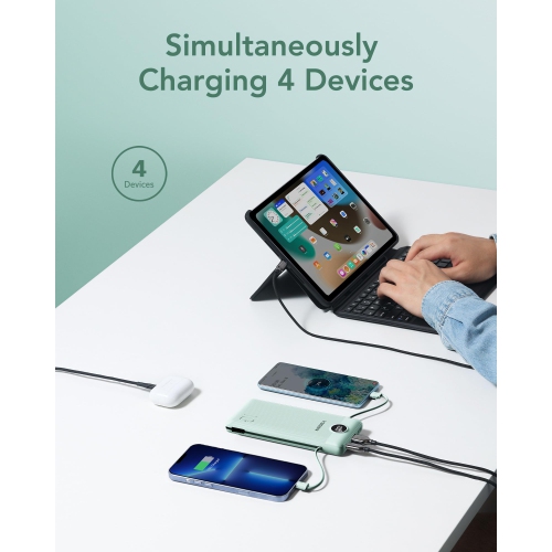 Portable Charger for iPhone Built in Cables Fast Charging USB C Slim 10000 Power Bank, Wall Plug USB Battery Pack for iPhones, iPad, Samsung More