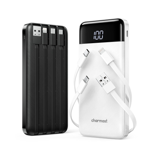 HLD  2 Pack Of Portable Chargers w Built In Cables, 2PCs Slim 10000Mah Travel Essentials Battery Pack 6 Outputs 3A Power Banks for Iphone Samsung