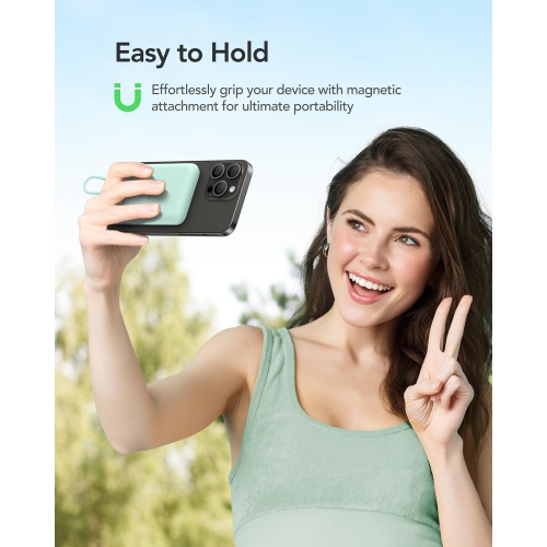 Mini Portable Charger for iPhone, Anti-Dropout Lightweight Fast Charging Power Bank with Built in Cable 20W, USB C in/Out Battery Pack,Compatible