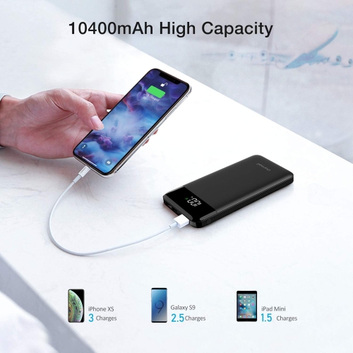 Portable Charger, USB C Power Bank, 3A Fast Charging 10000mAh LED Display Battery Pack, Slim Portable Phone Battery Charger for iPhone 13/12/11/X/8/7