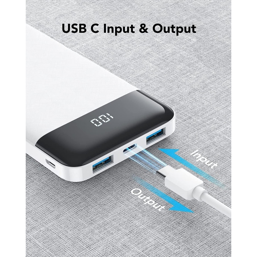 Chargeur portatif, chargeur portable USB-C, batterie d'écran 10000 mAh à recharge rapide 3 A, chargeur de batterie pour téléphone portable