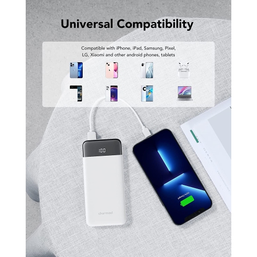Chargeur portatif, chargeur portable USB-C, batterie d'écran 10000 mAh à recharge rapide 3 A, chargeur de batterie pour téléphone portable
