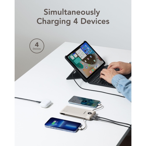 Portable Charger for iPhone Built in Cables Fast Charging USB C Slim 10000 Power Bank, Wall Plug USB Battery Pack for iPhones, iPad, Samsung More