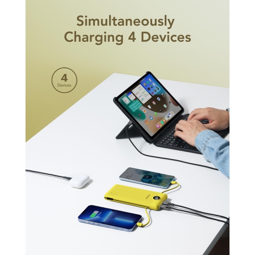 Portable Charger for iPhone Built in Cables Fast Charging USB C Slim 10000 Power Bank, Wall Plug USB Battery Pack for iPhones, iPad, Samsung More