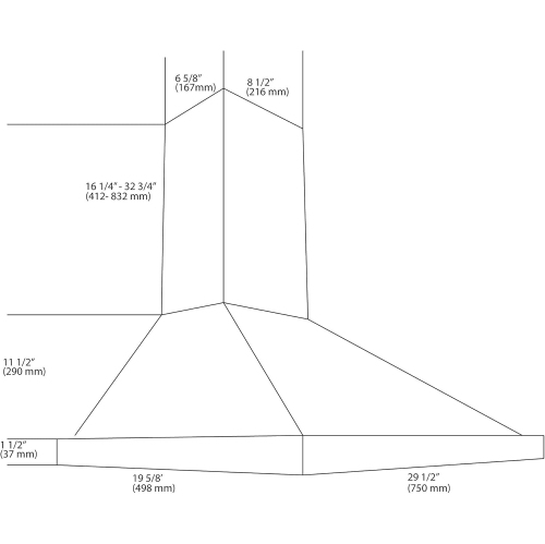 Ancona Pyramid with Rim Stainless Steel 450 CFM Wall Mount Range Hood, 30-Inch
