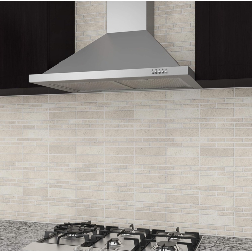 Ancona Pyramid with Rim Stainless Steel 450 CFM Wall Mount Range Hood, 30-Inch