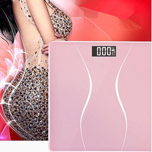 KUNOVA Pink Color Digital Bathroom Weight Body Scale with Smart Step-on Technology, Backlit White LED Display, Room Temperature, Battery Level