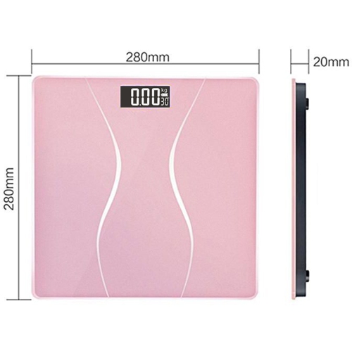 KUNOVA Pink Color Digital Bathroom Weight Body Scale with Smart Step-on Technology, Backlit White LED Display, Room Temperature, Battery Level
