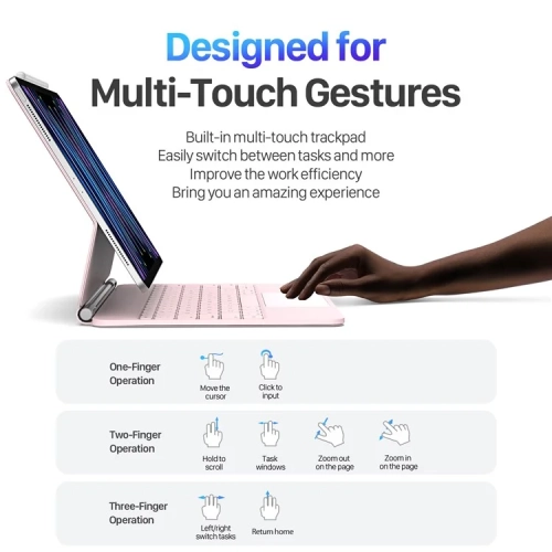 iPad Air 13 / Pro 12.9 (2022/2021/2020/2018) Case | Magnetic Bluetooth Keyboard Leather Cover - Pink