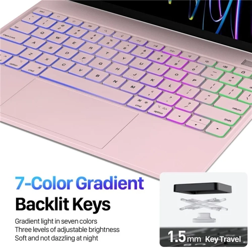 iPad Air 13 / Pro 12.9 (2022/2021/2020/2018) Case | Magnetic Bluetooth Keyboard Leather Cover - Pink