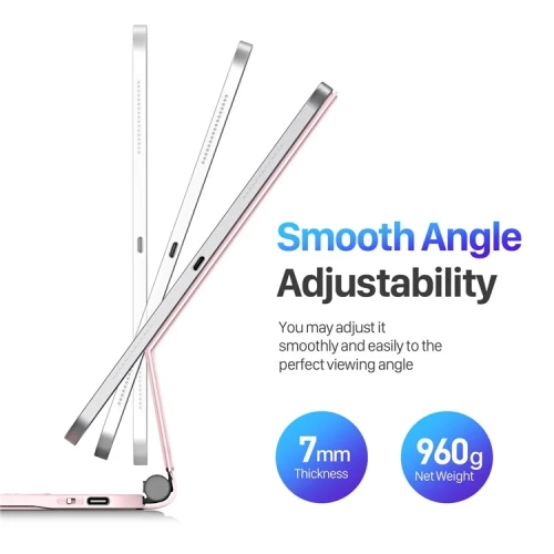 iPad Air 13 / Pro 12.9 (2022/2021/2020/2018) Case | Magnetic Bluetooth Keyboard Leather Cover - Pink