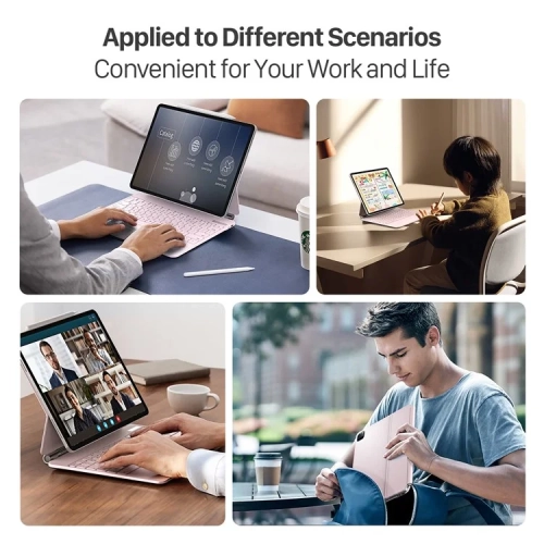 iPad Air 13 / Pro 12.9 (2022/2021/2020/2018) Case | Magnetic Bluetooth Keyboard Leather Cover - Pink