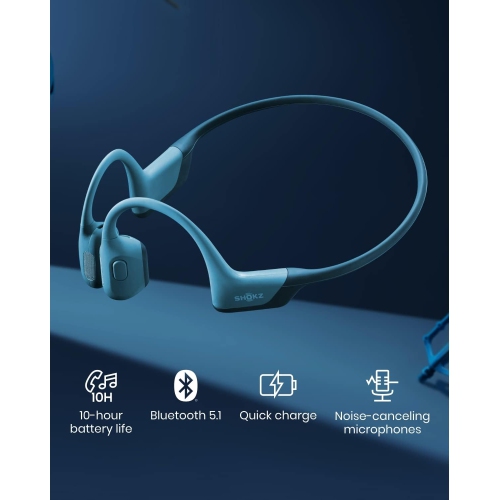 Open Box - Shokz OpenRun Pro Bone Conduction Open-Ear Bluetooth Headphones - Blue