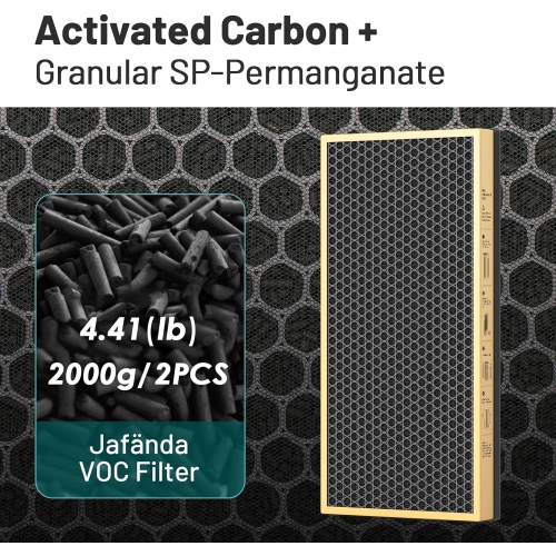 Filtre de rechange Jafända JF888, paquet de 2 filtres à COV, avec charbon actif 4,4&nbsp;lb et SP-Permanganate granuleux, retirer le formaldéhyde,