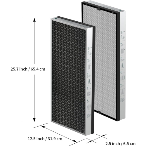 Jafända Air Purifier Original Filter Replacement for JF1500, MERV 17 True HEPA Filter, 5.52 lb Activated Carbon, 2 Pack