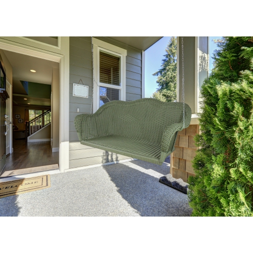 50" Moss Green and Silver Resin Wicker Swing with Chain