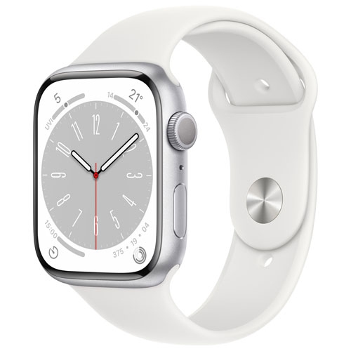 APPLE  Refurbished (Fair) - Watch Series 8 (Gps) 45MM Silver Aluminum Case With Sport Band - Small/medium In White