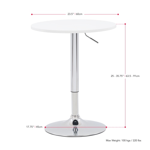 Contemporary Round Bar Table - White
