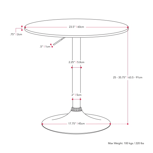 Contemporary Round Bar Table - Black