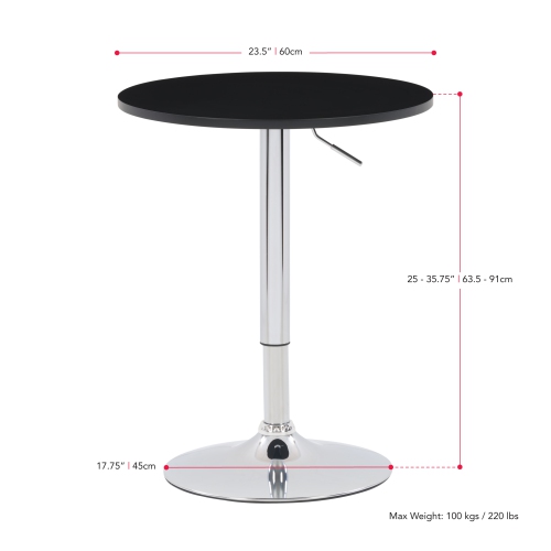 Contemporary Round Bar Table - Black
