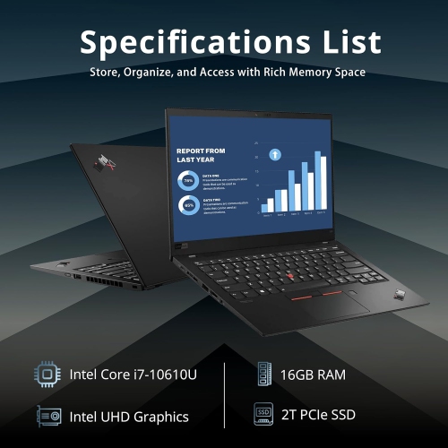 Lenovo Thinkpad X1 Carbon Gen 8 14" FHD Touchscreen Laptop, Intel Core i7-10610U, 2TB PCIe SSD, 16GB RAM, Backlit Keyboard, Fingerprint Reader, Win