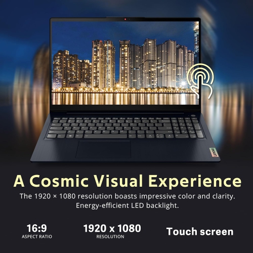 Lenovo IdeaPad 15.6" FHD Touchscreen Laptop, Intel Core i5-1155G7,512GB PCIe SSD,8GB RAM, Intel Iris Xe Graphics, HD Webcam, Win 11, Abyss Blue, 32GB
