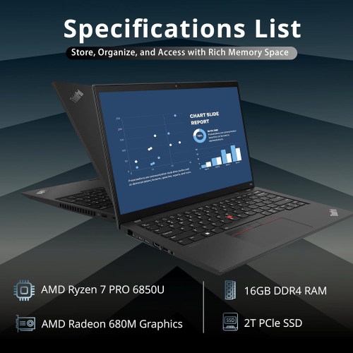 Lenovo Thinkpad T14 Gen 3 14.0" WUXGA 300 nits Business Laptop, AMD Ryzen 7 PRO 6850U, 2TB PCIe SSD, 16GB RAM, Fingerprint Reader, AMD Radeon 680M,