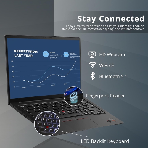 Lenovo ThinkPad X1 Carbon Gen 10 14" FHD Touchscreen Business Laptop, 12th Intel Core i7-1280P, 512GB PCIe SSD, 32GB RAM, Backlit Keyboard, Win 11