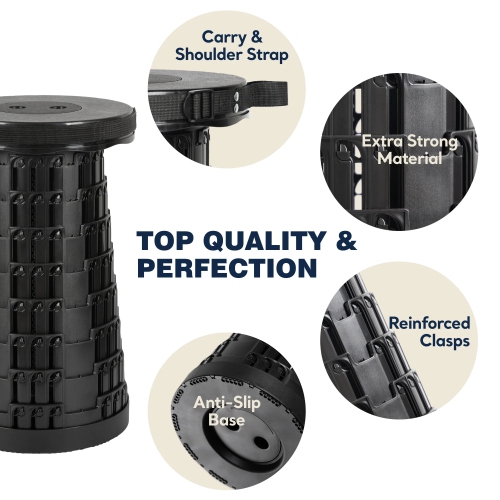 KUNOVA Tabouret de camping portatif de troisième génération, tabouret de camping pliable télescopique pliable pour adultes pour la pêche en plein air