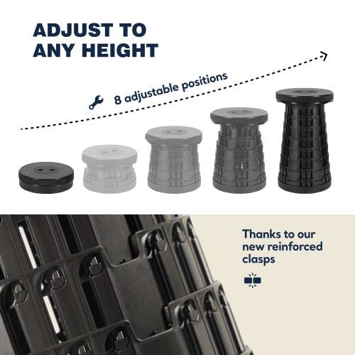 KUNOVA Tabouret de camping portatif de troisième génération, tabouret de camping pliable télescopique pliable pour adultes pour la pêche en plein air