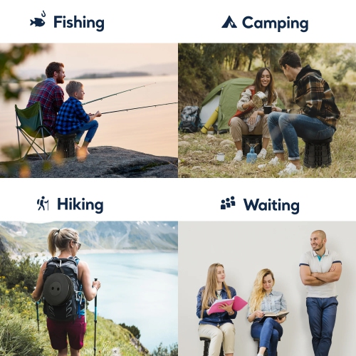 KUNOVA Tabouret de camping portatif de troisième génération, tabouret de camping pliable télescopique pliable pour adultes pour la pêche en plein air