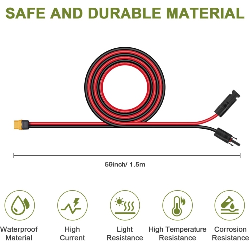 ALLPOWERS Solar Female and Male Connector to XT60 Adapter Cable