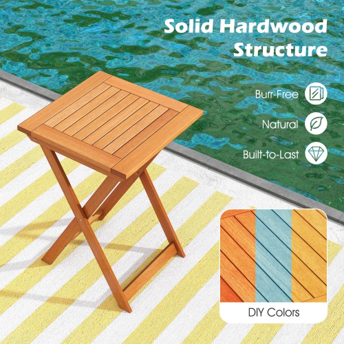 Costway 3-PCS Outdoor Wood Bistro Set with 2 Hardwood Chairs & Folding Bistro Table Patio