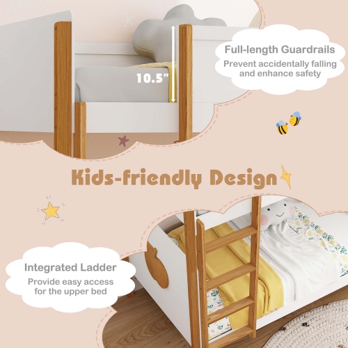 Costway 2-in-1 Twin Over Bunk Bed Frame with Integrated Ladder & Safety Guardrails