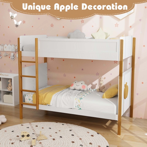 Costway 2-in-1 Twin Over Bunk Bed Frame with Integrated Ladder & Safety Guardrails