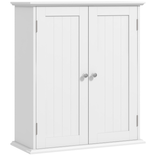 HOMCOM Medicine Cabinet, 3-Tier Bathroom Wall Cabinet with Adjustable Shelf and 2 Doors, Space Saver Bathroom Cabinet Over Toilet, White