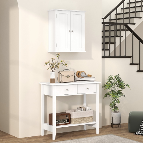 HOMCOM Medicine Cabinet, 3-Tier Bathroom Wall Cabinet with Adjustable Shelf and 2 Doors, Space Saver Bathroom Cabinet Over Toilet, White