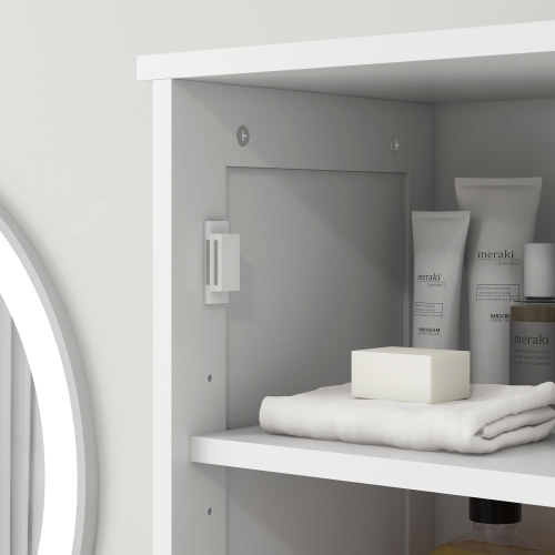 HOMCOM Tall Bathroom Storage Cabinet, Narrow Bathroom Cabinet with Doors, Drawer and Adjustable Shelves, Freestanding Linen Tower, White