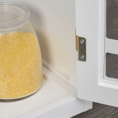 HOMCOM – îlot de cuisine roulant avec rangement, chariot de cuisine sur roulettes avec tiroir, porte en verre, porte à serviettes et tablette