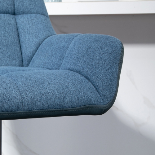 HOMCOM Adjustable Bar Stools Set of 2, Swivel Tufted Linen Fabric Barstools with Footrest and Armrests, Bar Chairs for Kitchen Counter and Dining